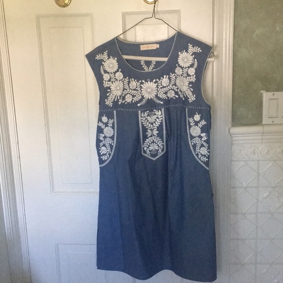 Tory Burch Other - Tory Burch Blue/white embroidered beach dress